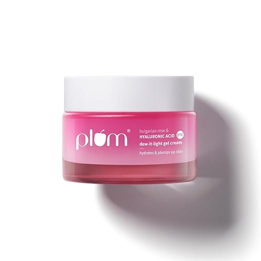 Plum Bulgarian Rose & 1% Hyaluronic Acid ​Dew-It-Light Gel Cream​ | Multi-Layer Hydration | Retains Moisture | Light, Oil-Free, Non-Greasy | Face Moisturizer for Women & Men | All Skin Types | 50g