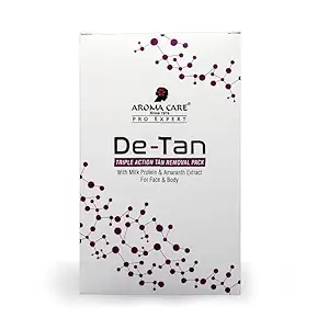 Aroma Care De-Tan Triple Action Tan Removal Pack 72g – Face & Body Treatment with Milk Protein & Amaranth Extract for Tan Removal, Skin Brightening & Hydration