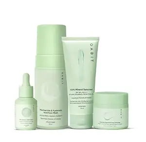 Gabit Skincare Gamechangers Kit | With Niacinamide & Hyaluronic Face Wash, 8% Vitamin C & Arbutin Serum, Ceramide & Hyaluronic Moisturizer, 100% Mineral Sunscreen | Men & Women, All Skin Types, 230ml