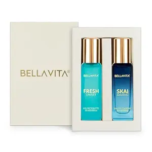 Skai Aquatic EDC & Fresh EDT | Long Lasting 2x20ml Perfume for Man and Woman | with Bergamot, Ylang Ylang, Pink Pepper | Premium Unisex Fragrance for Men & Women