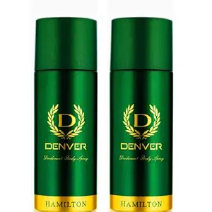 DENVER Hamilton Deo - 165ML Each (Pack of 2) | Long Lasting Deodorant Body Spray for Men