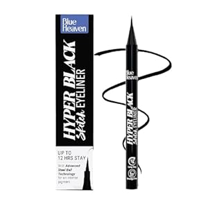 Blue Heaven Hyper Black Sketch Eyeliner Pen|Upto 12hr Stay with Matte Finish|Waterproof & Smudge Proof |One Stroke Easy Application|With Advanced Steel Ball Technology