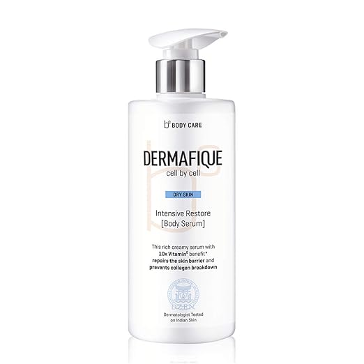 Dermafique Intensive Restore Body Lotion Serum with Vitamin E – 300ml, Body Lotion for Dry Skin, with 10x Vitamin E Benefits & Deep Hydration, Moisturizer for Body | Dermatologist Tested