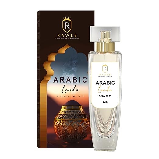 RAWLS Arabic Lamhe Unisex Adult Body Mist/Enriched With Jasmine Absolute, Orange, Ginger, Vanilla, Sandalwood/Paraben, Suitable For All Skin Type - 50 Ml